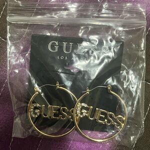 Guess Gold Logo Hoop Earrings